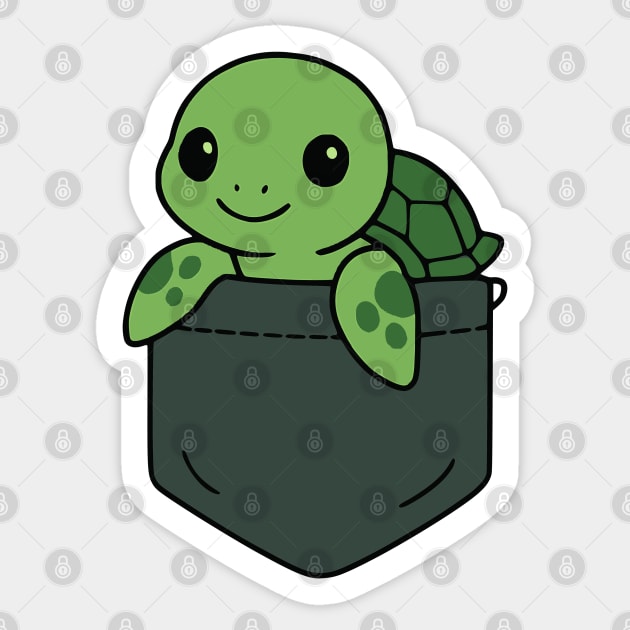 Cute Baby Sea Turtle Pocket Pal Ocean Animal Fun Sea Turtle Sticker by Yesteeyear